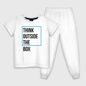 Детская пижама хлопок с принтом Think outside the box в Кировске, 100% хлопок |  брюки и футболка прямого кроя, без карманов, на брюках мягкая резинка на поясе и по низу штанин
 | 