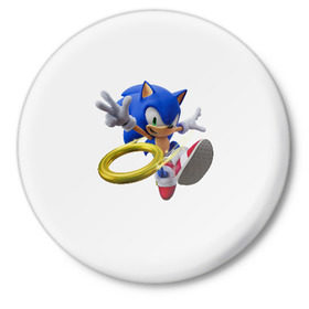 Значок с принтом Sonic в Кировске,  металл | круглая форма, металлическая застежка в виде булавки | Тематика изображения на принте: 