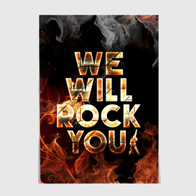 Постер с принтом We Will Rock You в Кировске, 100% бумага
 | бумага, плотность 150 мг. Матовая, но за счет высокого коэффициента гладкости имеет небольшой блеск и дает на свету блики, но в отличии от глянцевой бумаги не покрыта лаком | bohemian | brian | freddie | john | mercury | must go on | queen | rhapsody | roger | taylor | the miracle | the show | богемская | рапсодия | роджер тейлор | фредди меркьюри