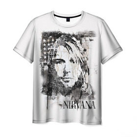 Мужская футболка 3D с принтом Kurt Cobain в Кировске, 100% полиэфир | прямой крой, круглый вырез горловины, длина до линии бедер | bleach | blew | cobain | dave | geffen | hormoaning | in utero | incesticide | krist | kurt | nevermind | nirvana | novoselic | rock | vevo | геффен | курт кобейн | нирвана | рок