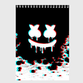 Скетчбук с принтом MARSHMELLO GLITCH в Кировске, 100% бумага
 | 48 листов, плотность листов — 100 г/м2, плотность картонной обложки — 250 г/м2. Листы скреплены сверху удобной пружинной спиралью | america | dj | glitch | marshmello | usa | америка | глитч | маршмелло