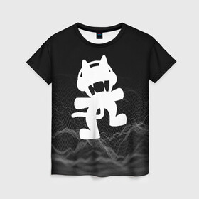 Женская футболка 3D с принтом MONSTERCAT в Кировске, 100% полиэфир ( синтетическое хлопкоподобное полотно) | прямой крой, круглый вырез горловины, длина до линии бедер | cat | monster | monster cat | monstercat | кот | монстеркет