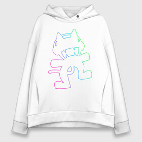 Женское худи Oversize хлопок с принтом MONSTERCAT в Кировске, френч-терри — 70% хлопок, 30% полиэстер. Мягкий теплый начес внутри —100% хлопок | боковые карманы, эластичные манжеты и нижняя кромка, капюшон на магнитной кнопке | cat | monster | monster cat | monstercat | кот | монстеркет