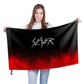 Флаг 3D с принтом SLAYER (14) в Кировске, 100% полиэстер | плотность ткани — 95 г/м2, размер — 67 х 109 см. Принт наносится с одной стороны | metal | music | rock | slayer | метал | музыка | рок