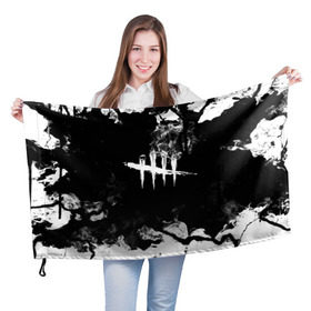 Флаг 3D с принтом DEAD BY DAYLIGHT в Кировске, 100% полиэстер | плотность ткани — 95 г/м2, размер — 67 х 109 см. Принт наносится с одной стороны | dbd | dead by daylight | survival horror | дбд | мертвы к рассвету