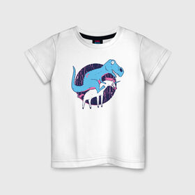 Детская футболка хлопок с принтом Рекс и Единорог в Кировске, 100% хлопок | круглый вырез горловины, полуприлегающий силуэт, длина до линии бедер | rex | t rex | trex | unicorn | дино | динозавр | единорог | рекс | т рекс | ти рекс