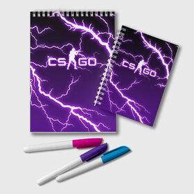 Блокнот с принтом CS GO LIGHTNING STYLE в Кировске, 100% бумага | 48 листов, плотность листов — 60 г/м2, плотность картонной обложки — 250 г/м2. Листы скреплены удобной пружинной спиралью. Цвет линий — светло-серый
 | astralis | awp | counter strike | cs go | cs go global offensive | faze clan | hyper beast | team liquid | thunder | астралис | молнии | тим ликвид | фейз клан | хайпер бист | шторм