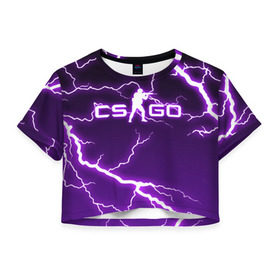 Женская футболка Cropp-top с принтом CS GO LIGHTNING STYLE в Кировске, 100% полиэстер | круглая горловина, длина футболки до линии талии, рукава с отворотами | astralis | awp | counter strike | cs go | cs go global offensive | faze clan | hyper beast | team liquid | thunder | астралис | молнии | тим ликвид | фейз клан | хайпер бист | шторм