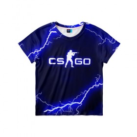 Детская футболка 3D с принтом CS GO LIGHTNING STYLE в Кировске, 100% гипоаллергенный полиэфир | прямой крой, круглый вырез горловины, длина до линии бедер, чуть спущенное плечо, ткань немного тянется | Тематика изображения на принте: astralis | awp | counter strike | cs go | cs go global offensive | faze clan | hyper beast | team liquid | thunder | астралис | молнии | тим ликвид | фейз клан | хайпер бист | шторм