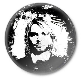 Значок с принтом Kurt Cobain в Кировске,  металл | круглая форма, металлическая застежка в виде булавки | bleach | blew | cobain | dave | geffen | hormoaning | in utero | incesticide | krist | kurt | nevermind | nirvana | novoselic | rock | vevo | геффен | курт кобейн | нирвана | рок