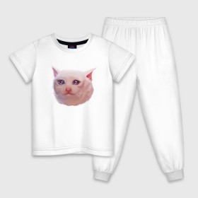Детская пижама хлопок с принтом Плачущий кот в Кировске, 100% хлопок |  брюки и футболка прямого кроя, без карманов, на брюках мягкая резинка на поясе и по низу штанин
 | cat | crying | meme | кот | мем | плачущий