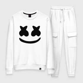 Женский костюм хлопок с принтом ALAN WALKER x MARSHMELLO в Кировске, 100% хлопок | на свитшоте круглая горловина, мягкая резинка по низу. Брюки заужены к низу, на них два вида карманов: два 