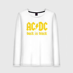 Женский лонгслив хлопок с принтом AC DC BACK IN BLACK в Кировске, 100% хлопок |  | ac dc | acdc | ас дс | асдс