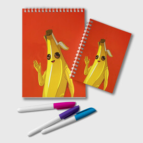 Блокнот с принтом Banana в Кировске, 100% бумага | 48 листов, плотность листов — 60 г/м2, плотность картонной обложки — 250 г/м2. Листы скреплены удобной пружинной спиралью. Цвет линий — светло-серый
 | Тематика изображения на принте: epic | fortnite | банан | фортнайт | эпик