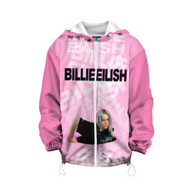 Детская куртка 3D с принтом Billie Eilish в Кировске, 100% полиэстер | застежка — молния, подол и капюшон оформлены резинкой с фиксаторами, по бокам — два кармана без застежек, один потайной карман на груди, плотность верхнего слоя — 90 г/м2; плотность флисового подклада — 260 г/м2 | Тематика изображения на принте: ayelish | bad guy | bellyache | bilie eilish | bilie elish | billie | billie eilish | eilish | electronic | elish | music | билли айлиш | эйлиш | элиш