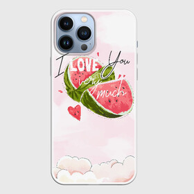 Чехол для iPhone 13 Pro Max с принтом I love you very much в Кировске,  |  | арбуз | ваниль | влюбленные | лето | люблю тебя | любовь | сердечко | сердце | я люблю