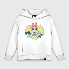 Детское худи Oversize хлопок с принтом Powerpuff girls в Кировске, френч-терри — 70% хлопок, 30% полиэстер. Мягкий теплый начес внутри —100% хлопок | боковые карманы, эластичные манжеты и нижняя кромка, капюшон на магнитной кнопке | powerpuff girls | ppg | бабблс | баттеркап | блоссом | крошки | крутые девчонки | лютик | пестик | пузырек | супер крошки | супергерой | таунсвиль | цветик