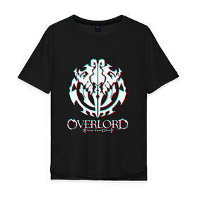 Мужская футболка хлопок Oversize с принтом Overlord: Glitch. в Кировске, 100% хлопок | свободный крой, круглый ворот, “спинка” длиннее передней части | overlord | аниме | лого | логотип | оверлорд | сериал