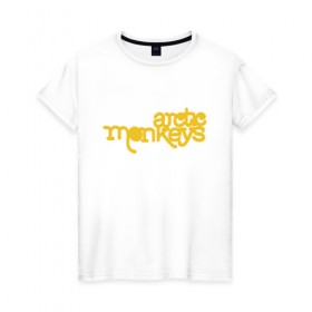 Женская футболка хлопок с принтом Arctic Monkeys в Кировске, 100% хлопок | прямой крой, круглый вырез горловины, длина до линии бедер, слегка спущенное плечо | 