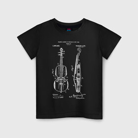 Детская футболка хлопок с принтом Violin в Кировске, 100% хлопок | круглый вырез горловины, полуприлегающий силуэт, длина до линии бедер | patent | звук | идея | история | музыка | патент | разработка | скрипка | чертеж | чертежи