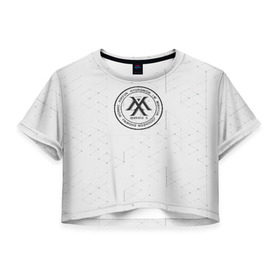 Женская футболка Cropp-top с принтом monsta x в Кировске, 100% полиэстер | круглая горловина, длина футболки до линии талии, рукава с отворотами | monsta x