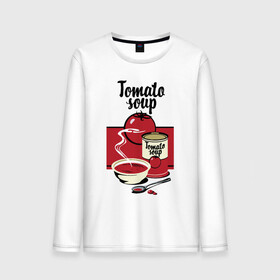 Мужской лонгслив хлопок с принтом Томатный суп в Кировске, 100% хлопок |  | Тематика изображения на принте: flat | food | poster | retro | soup | spoon | steam | tomato | еда | ложка | пар | плакат | помидор | ретро | суп | тарелка