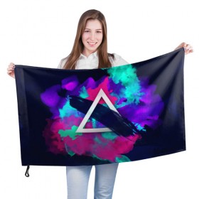 Флаг 3D с принтом COLOR TRIANGLE в Кировске, 100% полиэстер | плотность ткани — 95 г/м2, размер — 67 х 109 см. Принт наносится с одной стороны | bright | colorful | cool | disco | music | music lover | retro | speaker | tape recorder | technique | vintage | винтаж | динамик | диско | магнитофон | меломан | музыка | неон | разноцветный | ретро | техника