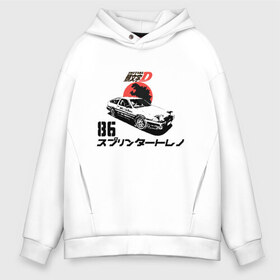 Мужское худи Oversize хлопок с принтом Initial D Хачироку в Кировске, френч-терри — 70% хлопок, 30% полиэстер. Мягкий теплый начес внутри —100% хлопок | боковые карманы, эластичные манжеты и нижняя кромка, капюшон на магнитной кнопке | drift | hachiroku | initial d | touge | тогэ | хачироку