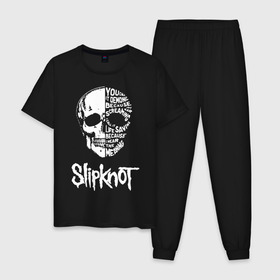 Мужская пижама хлопок с принтом Slipknot в Кировске, 100% хлопок | брюки и футболка прямого кроя, без карманов, на брюках мягкая резинка на поясе и по низу штанин
 | slipknot | we are not your kind | альтернативный метал | грув метал | метал | музыка | ню метал | слипнот