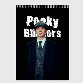 Скетчбук с принтом Peaky Blinders в Кировске, 100% бумага
 | 48 листов, плотность листов — 100 г/м2, плотность картонной обложки — 250 г/м2. Листы скреплены сверху удобной пружинной спиралью | peaky blinders | острые козырьки | сериал