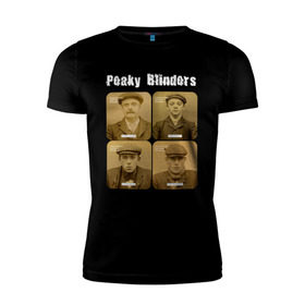 Мужская футболка премиум с принтом Peaky Blinders в Кировске, 92% хлопок, 8% лайкра | приталенный силуэт, круглый вырез ворота, длина до линии бедра, короткий рукав | peaky blinders | острые козырьки | сериал