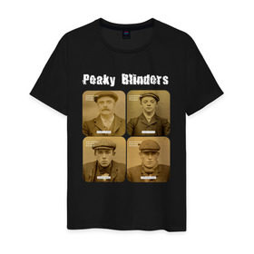 Мужская футболка хлопок с принтом Peaky Blinders в Кировске, 100% хлопок | прямой крой, круглый вырез горловины, длина до линии бедер, слегка спущенное плечо. | peaky blinders | острые козырьки | сериал