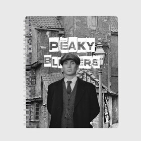 Тетрадь с принтом Peaky Blinders в Кировске, 100% бумага | 48 листов, плотность листов — 60 г/м2, плотность картонной обложки — 250 г/м2. Листы скреплены сбоку удобной пружинной спиралью. Уголки страниц и обложки скругленные. Цвет линий — светло-серый
 | Тематика изображения на принте: peaky blinders | острые козырьки | сериал