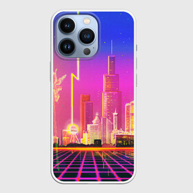 Чехол для iPhone 13 Pro с принтом КИБЕР ГОРОД в Кировске,  |  | bright | colorful | cool | disco | music | music lover | retro | speaker | tape recorder | technique | vintage | винтаж | динамик | диско | магнитофон | меломан | музыка | неон | разноцветный | ретро | техника