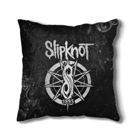 Подушка 3D с принтом Slipknot в Кировске, наволочка – 100% полиэстер, наполнитель – холлофайбер (легкий наполнитель, не вызывает аллергию). | состоит из подушки и наволочки. Наволочка на молнии, легко снимается для стирки | 