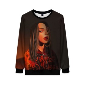 Женский свитшот 3D с принтом Billie Eilish в Кировске, 100% полиэстер с мягким внутренним слоем | круглый вырез горловины, мягкая резинка на манжетах и поясе, свободная посадка по фигуре | bad guy | billie eilish | билли айлиш | эйлиш