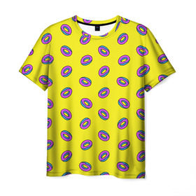 Мужская футболка 3D с принтом Пончики в Кировске, 100% полиэфир | прямой крой, круглый вырез горловины, длина до линии бедер | 
