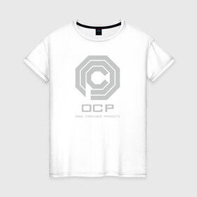 Женская футболка хлопок с принтом OCP в Кировске, 100% хлопок | прямой крой, круглый вырез горловины, длина до линии бедер, слегка спущенное плечо | omni consumer products | алекс мёрфи | робокоп. детройт