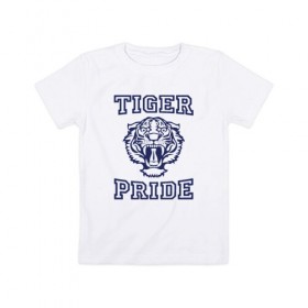 Детская футболка хлопок с принтом Tiger pride в Кировске, 100% хлопок | круглый вырез горловины, полуприлегающий силуэт, длина до линии бедер | Тематика изображения на принте: 13 reasons why | 13 причин почему | netflix | алекс | брайс уокер | джастин фоули | джессика дэвис | зак | клэй дженсен | нетфликс | тайлер доун | тони падилья | ханна бейкер