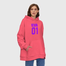 Худи SuperOversize хлопок с принтом EVANGELION (EVA 01) в Кировске, 70% хлопок, 30% полиэстер, мягкий начес внутри | карман-кенгуру, эластичная резинка на манжетах и по нижней кромке, двухслойный капюшон
 | angel | eva | evangelion | neon genesis evangelion | nerv | аска лэнгли сорью | ева | евангелион | мисато кацураги | рей аянами | синдзи