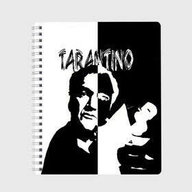Тетрадь с принтом Tarantino в Кировске, 100% бумага | 48 листов, плотность листов — 60 г/м2, плотность картонной обложки — 250 г/м2. Листы скреплены сбоку удобной пружинной спиралью. Уголки страниц и обложки скругленные. Цвет линий — светло-серый
 | quentin tarantino | квентин тарантино