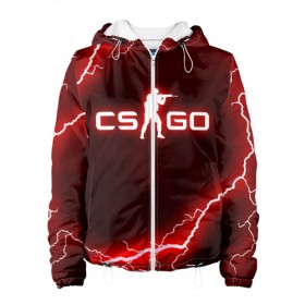 Женская куртка 3D с принтом CS GO LIGHTNING STYLE в Кировске, ткань верха — 100% полиэстер, подклад — флис | прямой крой, подол и капюшон оформлены резинкой с фиксаторами, два кармана без застежек по бокам, один большой потайной карман на груди. Карман на груди застегивается на липучку | 