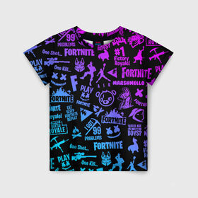 Детская футболка 3D с принтом FORTNITE ПАТТЕРН в Кировске, 100% гипоаллергенный полиэфир | прямой крой, круглый вырез горловины, длина до линии бедер, чуть спущенное плечо, ткань немного тянется | fortnite | fortnite 2 | fortnite x маршмелло | ikonik | marshmello | ninja | ninja streamer | иконик | ниндзя | фортнайт | фортнайт 2 | фортнайт глава 2