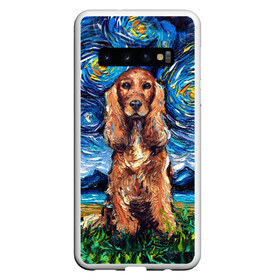 Чехол для Samsung Galaxy S10 с принтом Кокер-спаниель (Van Gogh style в Кировске, Силикон | Область печати: задняя сторона чехла, без боковых панелей | Тематика изображения на принте: gogh | van | vincent | willem | ван | винсент | гог | кокер | пёс | постимпрессионизм | собака | спаниель | художник