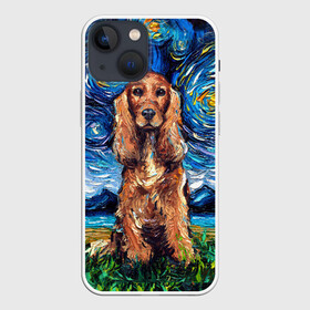 Чехол для iPhone 13 mini с принтом Кокер спаниель (Van Gogh style в Кировске,  |  | gogh | van | vincent | willem | ван | винсент | гог | кокер | пёс | постимпрессионизм | собака | спаниель | художник