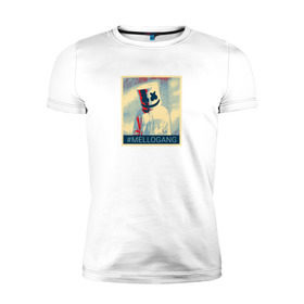 Мужская футболка премиум с принтом #MELLOGANG в Кировске, 92% хлопок, 8% лайкра | приталенный силуэт, круглый вырез ворота, длина до линии бедра, короткий рукав | dj. маршмеллоу | marshmello | диджей | музыкант