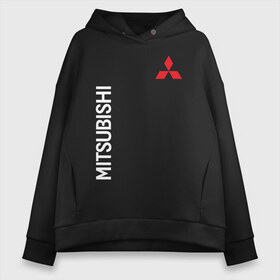 Женское худи Oversize хлопок с принтом MITSUBISHI в Кировске, френч-терри — 70% хлопок, 30% полиэстер. Мягкий теплый начес внутри —100% хлопок | боковые карманы, эластичные манжеты и нижняя кромка, капюшон на магнитной кнопке | mitsubishi | sport | митсубиси | митсубиши | спорт