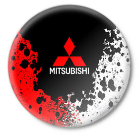 Значок с принтом MITSUBISHI в Кировске,  металл | круглая форма, металлическая застежка в виде булавки | mitsubishi | sport | митсубиси | митсубиши | спорт