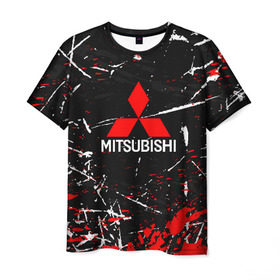 Мужская футболка 3D с принтом MITSUBISHI в Кировске, 100% полиэфир | прямой крой, круглый вырез горловины, длина до линии бедер | Тематика изображения на принте: mitsubishi | sport | митсубиси | митсубиши | спорт