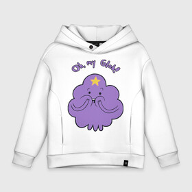 Детское худи Oversize хлопок с принтом Oh, my Glob! в Кировске, френч-терри — 70% хлопок, 30% полиэстер. Мягкий теплый начес внутри —100% хлопок | боковые карманы, эластичные манжеты и нижняя кромка, капюшон на магнитной кнопке | cartoon network | finn | jake | аdventure time | время приключений | джейк | катун | катун нетворк | ливнерог | марселин | пупырка | радугарог | финн